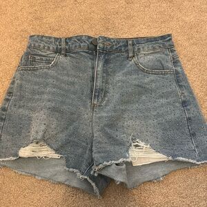 Altered state rhinestone shorts light wash only worn twice